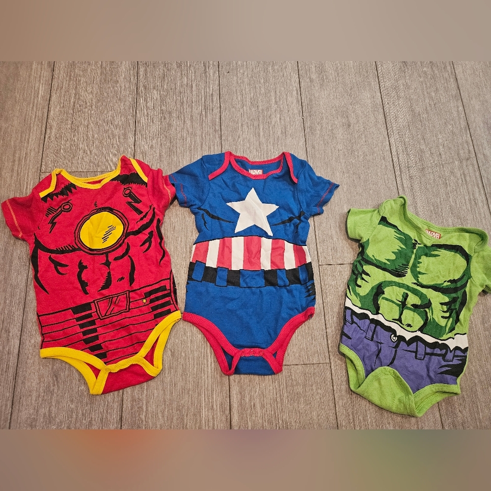 Superhero Baby Bodysuit Set Halloween Costume Captain Ameeica Hulk Iron Man